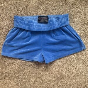 Velvet Blue Shorts with Elastic Waistband